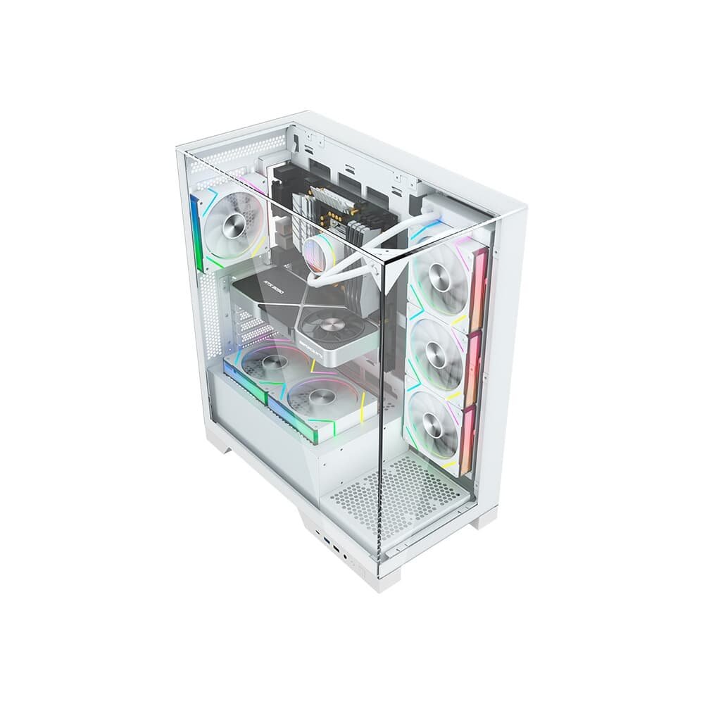 Imagem 3 de 9 do produto Gabinete Gamer Liketec Gamer Empire, Sky Tower, ATX, Lateral e Frontal em Vidro Temperado, Sem FANs, Branco Snow - LC-AT-EMPIRE-2092