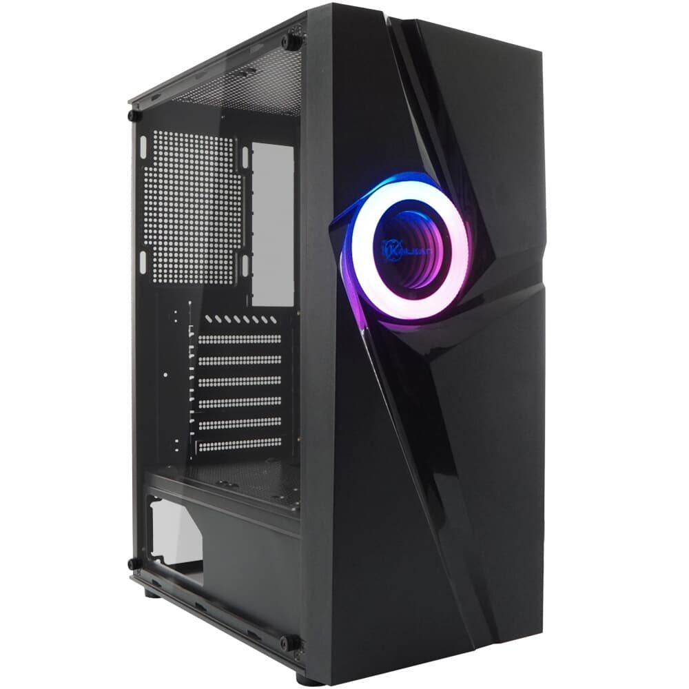 Imagem 2 de 6 do produto Gabinete Gamer Kalkan Muspel, Mid Tower, ATX, Lateral em Vidro Temperado, Sem FANs, Preto - KLK00035