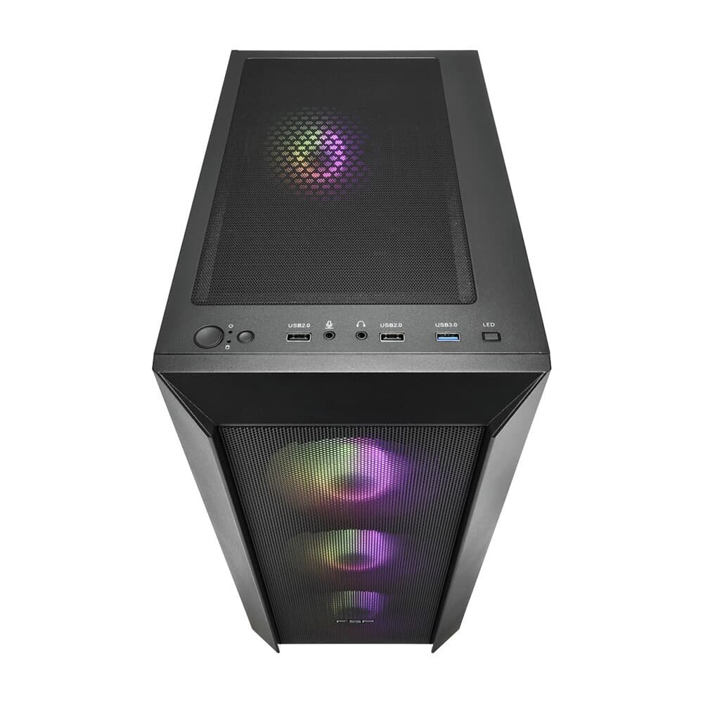 Imagem 2 de 3 do produto Gabinete Gamer FSP CMT218, Mid Tower, ATX, Lateral em Vidro Temperado, Preto - CMT218B
