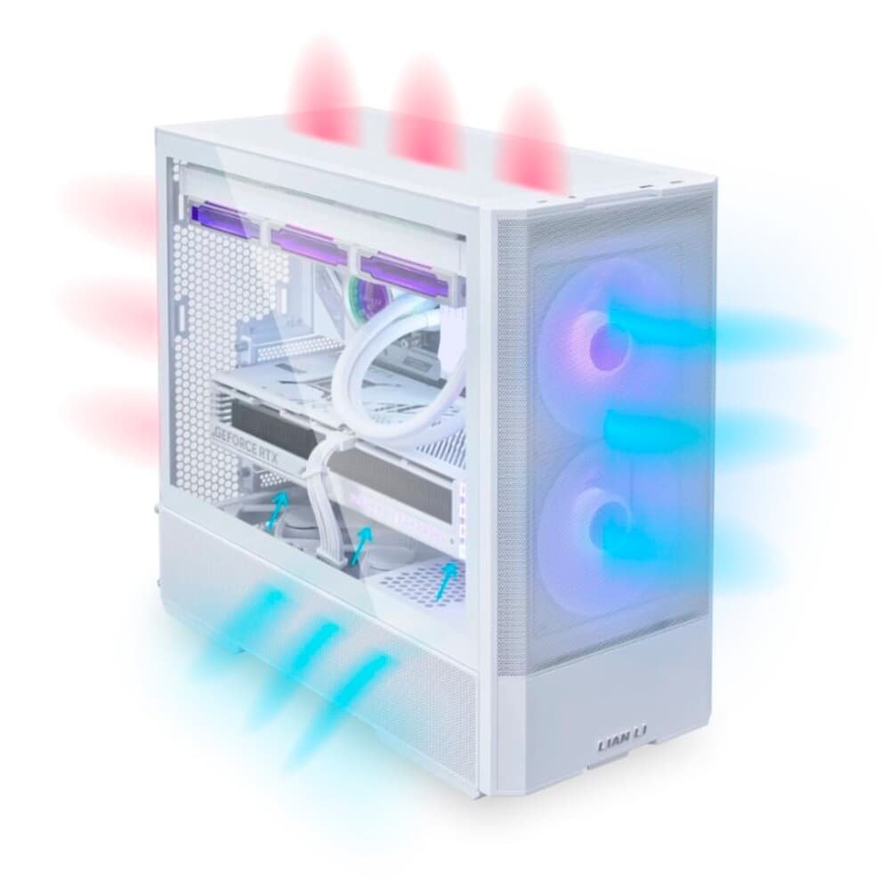 Imagem 8 de 8 do produto Gabinete Gamer Lian Li Lancool 207 RW, Mid Tower, ATX, ARGB, Lateral em Vidro Temperado, 4x FANs, Branco - LAN207RW