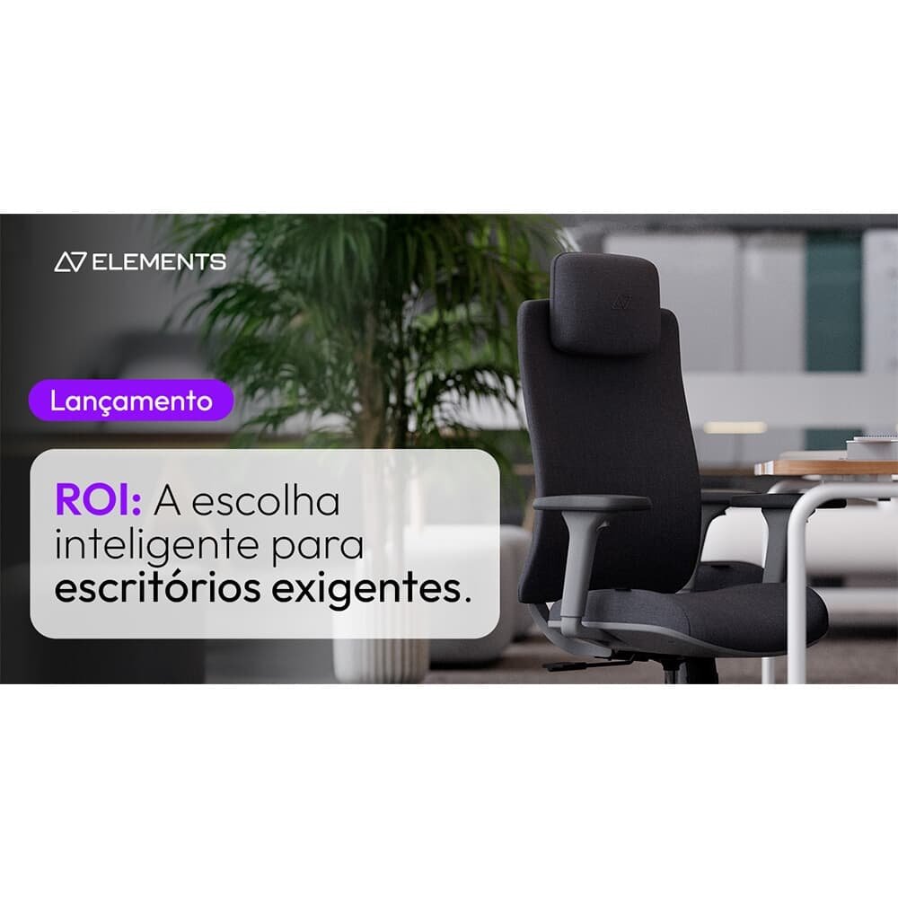 Cadeira Office Elements ROI, Até 120kg, Reclinável, Cilindro Classe 4, Nylon, Preto - 71804 - view 12
