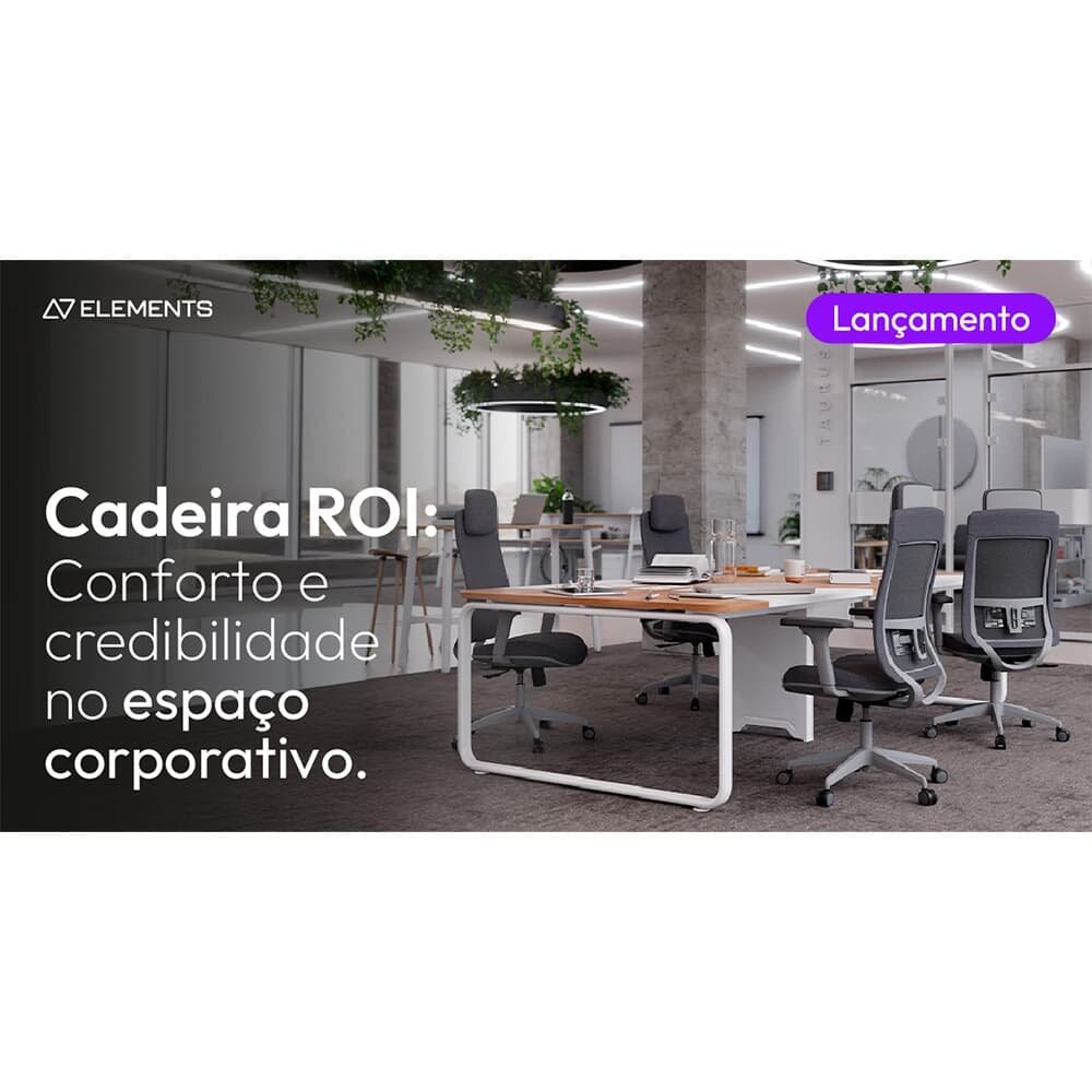 Cadeira Office Elements ROI, Até 120kg, Reclinável, Cilindro Classe 4, Nylon, Preto - 71804 - view 13