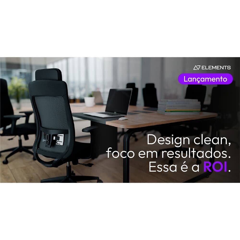 Cadeira Office Elements ROI, Até 120kg, Reclinável, Cilindro Classe 4, Nylon, Preto - 71804 - view 11