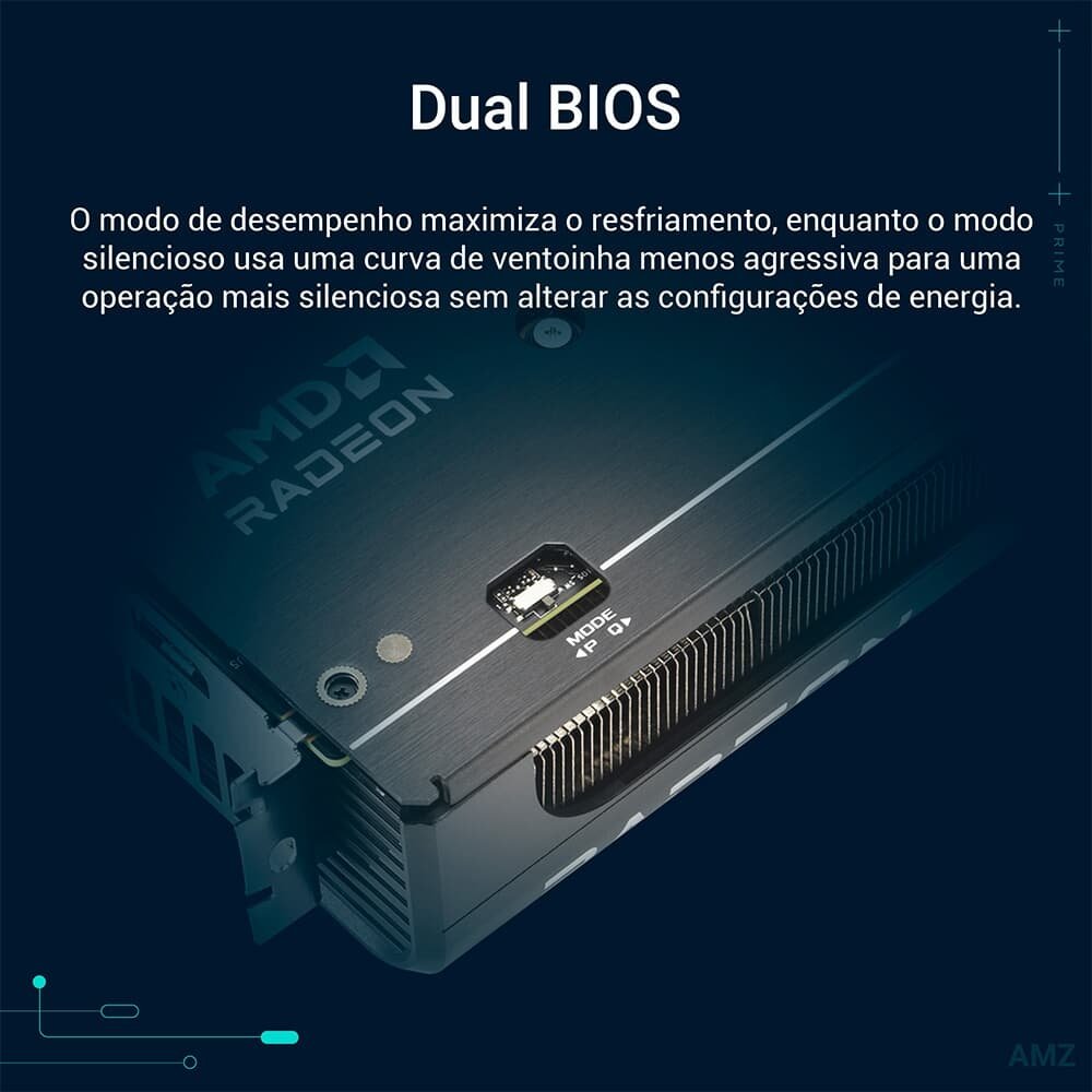 Placa de Vídeo ASUS PRIME RX 9060 XT OC 8G AMD Radeon, 8GB, GDDR6, 128bits, Triple Fan, OpenGL 4.6 - 90YV0MI0-M0NA00