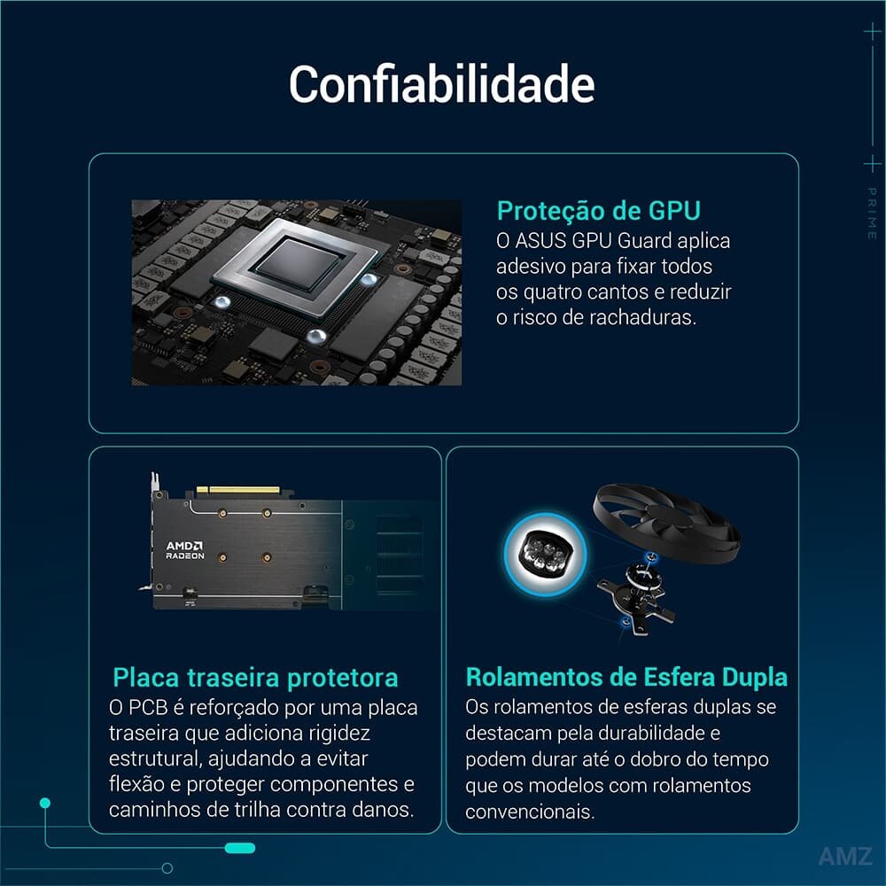 Placa de Vídeo ASUS PRIME RX 9060 XT OC 8G AMD Radeon, 8GB, GDDR6, 128bits, Triple Fan, OpenGL 4.6 - 90YV0MI0-M0NA00