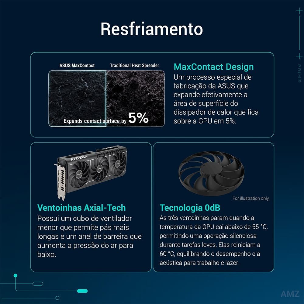 Placa de Vídeo ASUS PRIME RX 9060 XT OC 8G AMD Radeon, 8GB, GDDR6, 128bits, Triple Fan, OpenGL 4.6 - 90YV0MI0-M0NA00