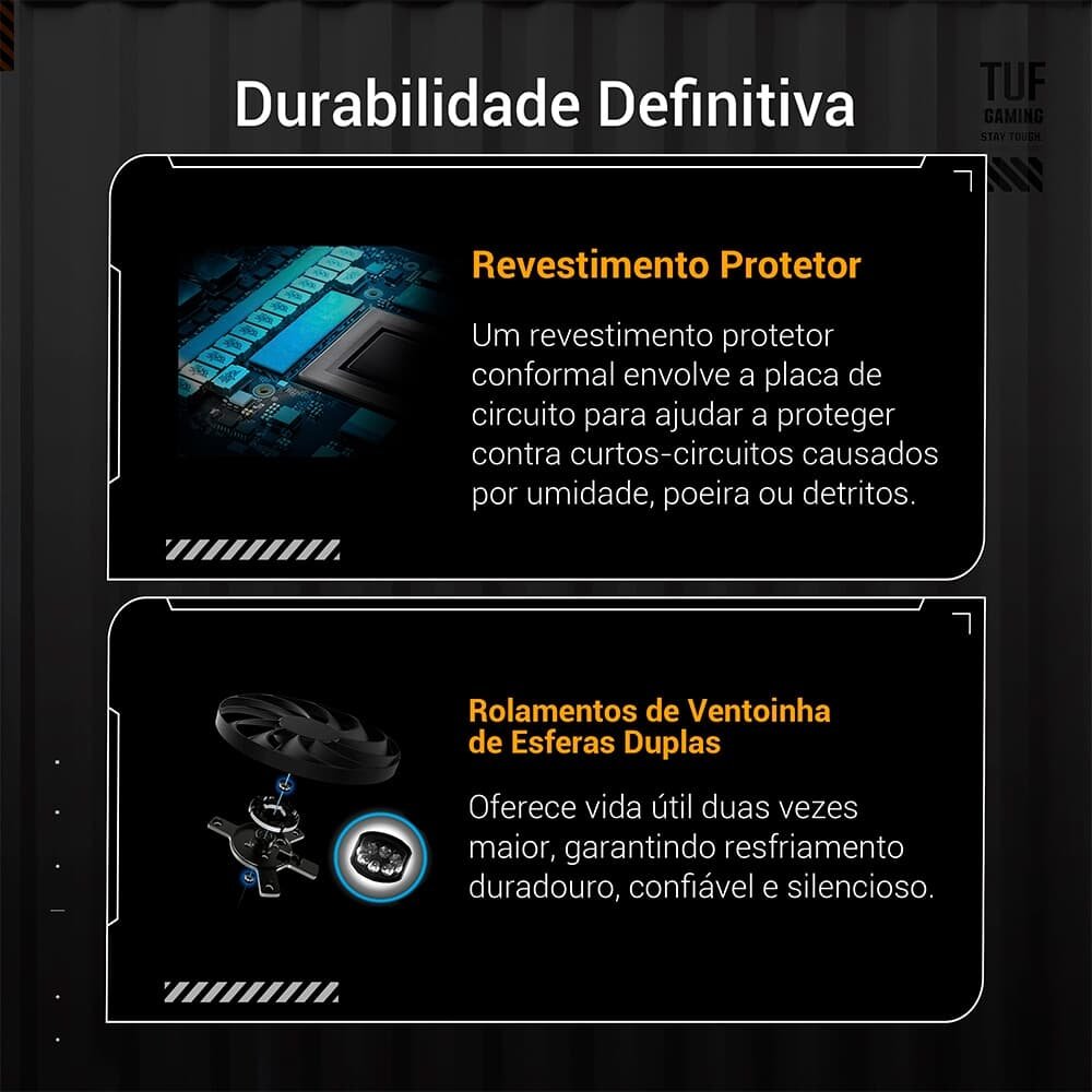 Imagem 2 de 15 do produto Placa de Vídeo ASUS TUF RX 9060 XT OC 16G Gaming AMD Radeon, 16GB, GDDR6, 128bits, RGB, Triple Fan. OpenGL 4.6 - 90YV0LF0-M0NA00