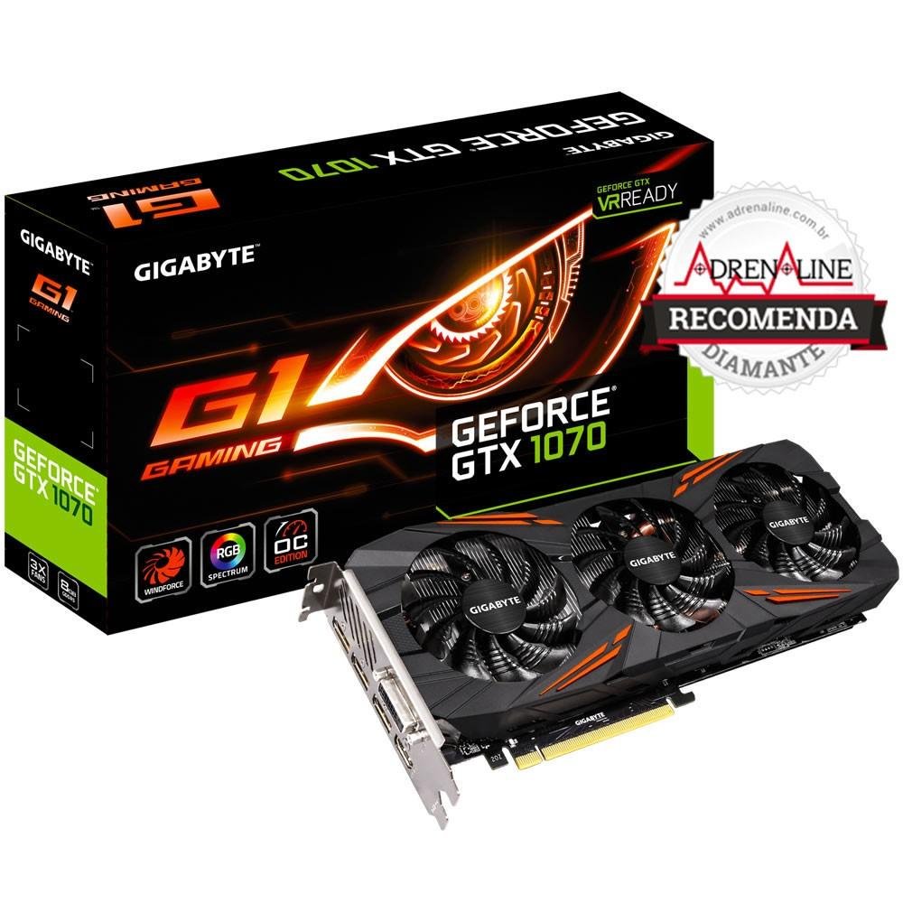 Placa de Vídeo Gigabyte NVIDIA GeForce GTX 1070 G1 Gaming 8G, GDDR5 - GV-N1070G1 Gaming-8GD