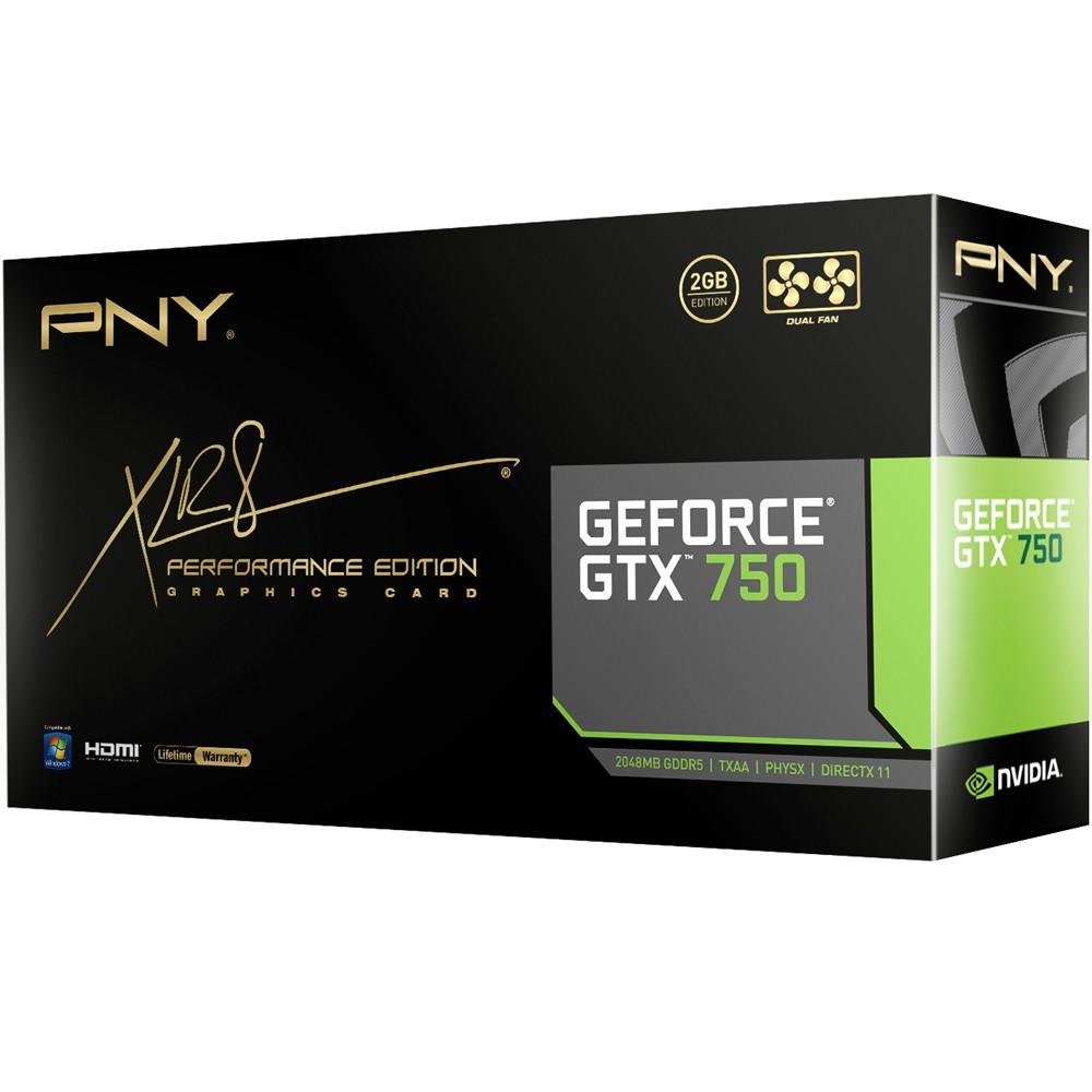 Placa de Vídeo VGA PNY GTX 750 2GB Dual Fan GDDR5 128Bits 5400MHZ DVI MINI-DMI VCGGTX7502XPB-BB