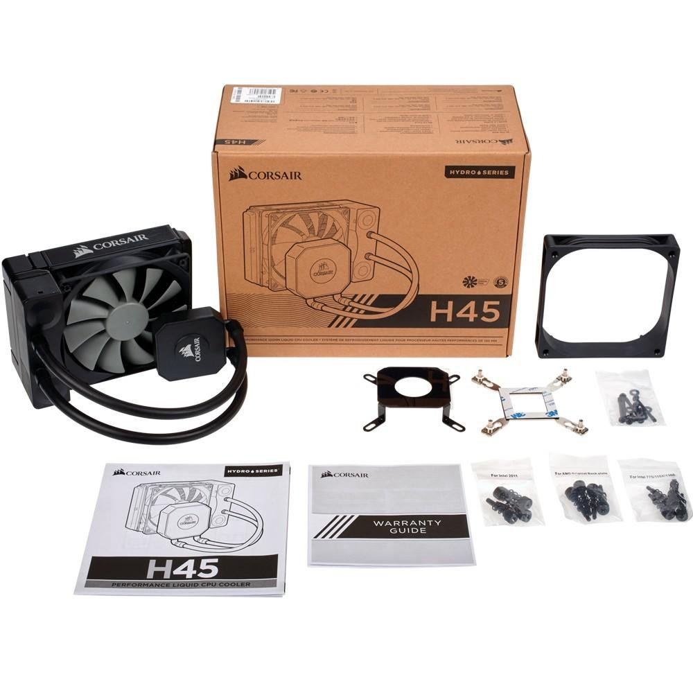 Water Cooler Corsair Hydro Series H45, 120mm, AMD/Intel, Preto - CW-9060028-WW Water Cooler Corsair Hydro Series H45, 120mm, AMD/Intel, Preto - CW-9060028-WW