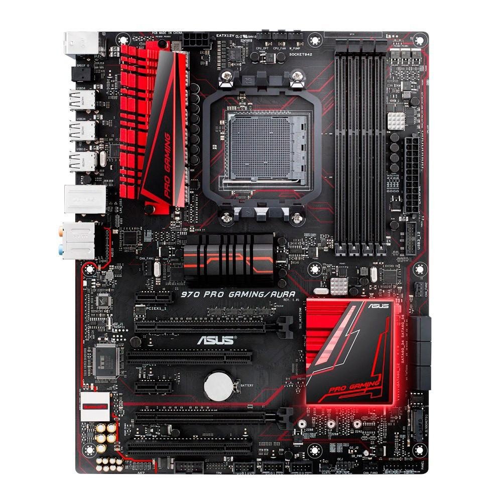 Placa-Mãe ASUS p/ AMD AM3+ ATX 970 PRO GAMING/AURA, 4x DDR3 SLI/CFX, USB 3.1 Tipo A e C, M.2, LED RGB, Áudio Gamer