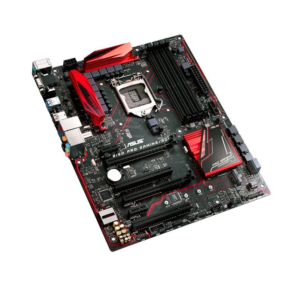 Imagem 4 de 7 do produto Placa-Mãe ASUS p/ Intel LGA 1151 ATX B150, PRO GAMING/AURA, 4x DDR4, PCI-E 3.0, LED RGB, Rede Intel, USB 3.1 Tipo A e C, CrossfireX, VR