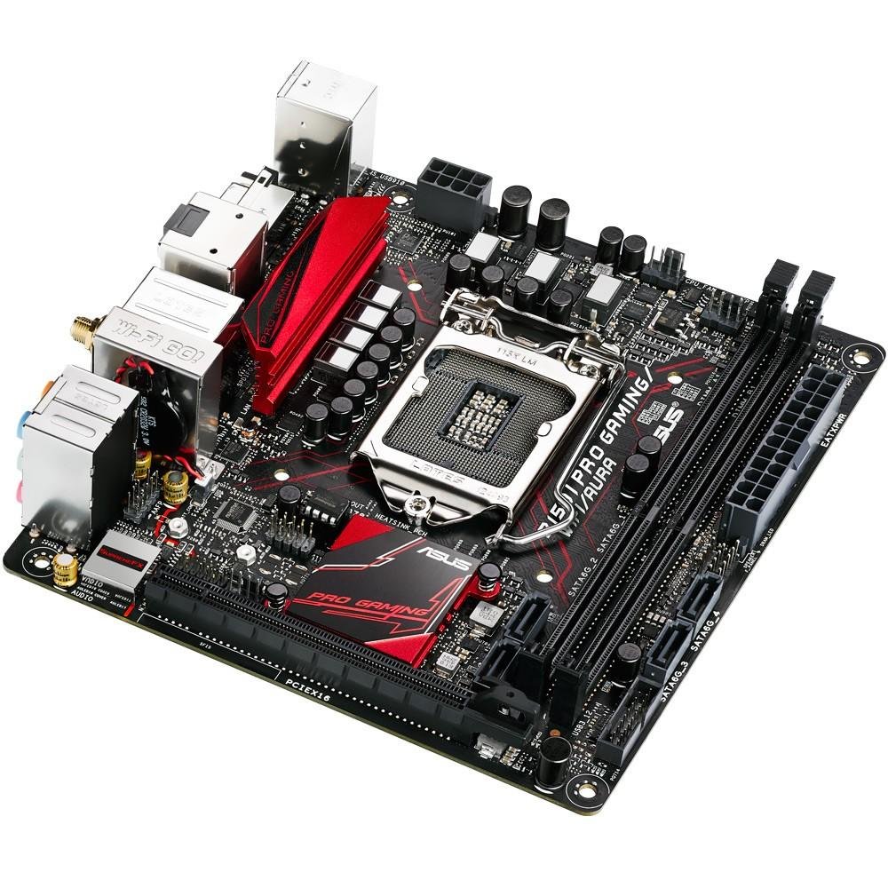 Imagem 6 de 8 do produto Placa-Mãe ASUS p/ Intel LGA 1151 Mini ITX B150I PRO GAMING/WIFI/AURA, 2x DDR4, Wifi, Áudio Supreme FX, Gamers Guardian, DVI/HDMI