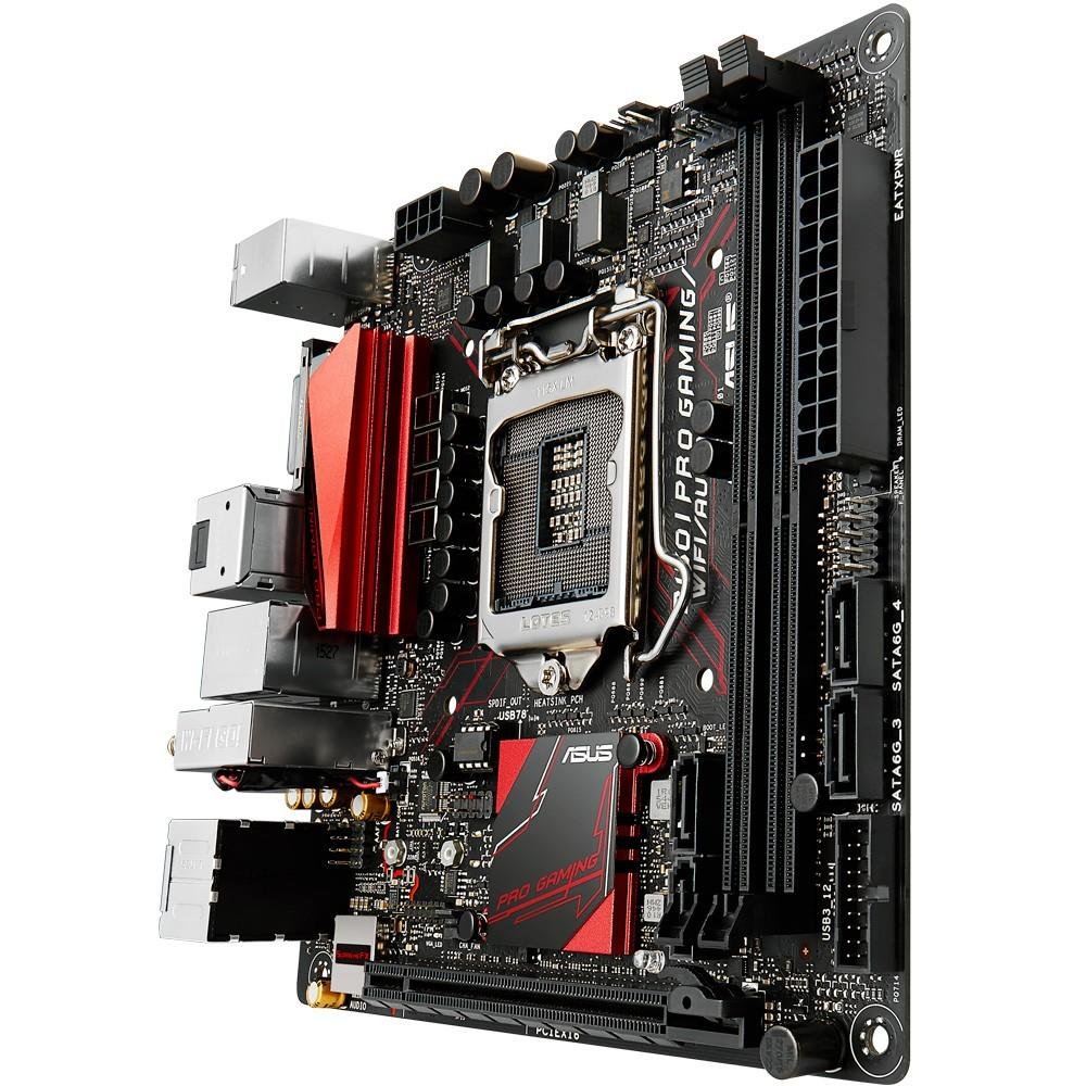 Imagem 4 de 8 do produto Placa-Mãe ASUS p/ Intel LGA 1151 Mini ITX B150I PRO GAMING/WIFI/AURA, 2x DDR4, Wifi, Áudio Supreme FX, Gamers Guardian, DVI/HDMI