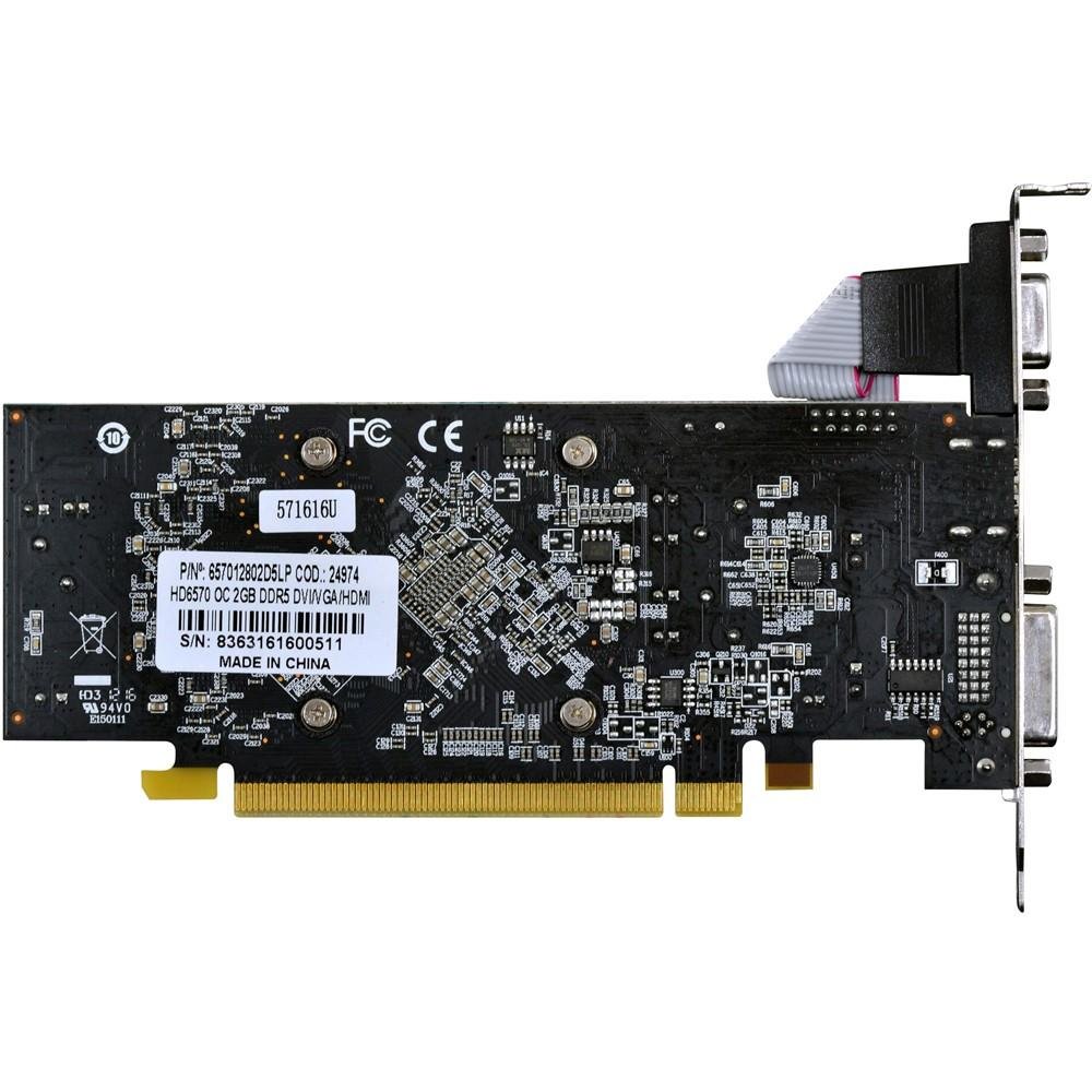 Imagem 2 de 8 do produto Placa de Vídeo VGA AMD PcYes RADEON HD 6570 2GB DDR5 128Bits OC Edition Low Profile (LP Kit Incluso) PS657012802D5LP