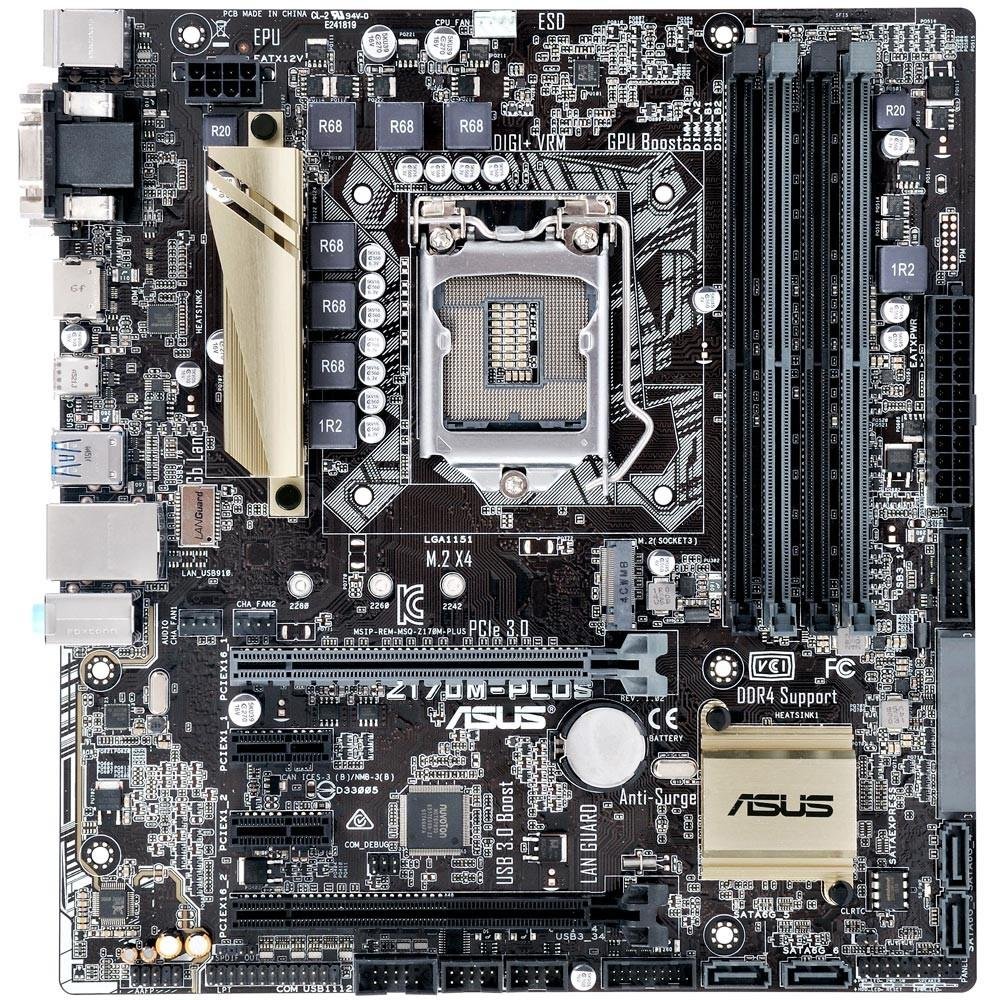 Placa-Mãe Asus Z170M-Plus/BR, Intel LGA 1151, mATX, DDR4 Placa-Mãe Asus Z170M-Plus/BR, Intel LGA 1151, mATX, DDR4
