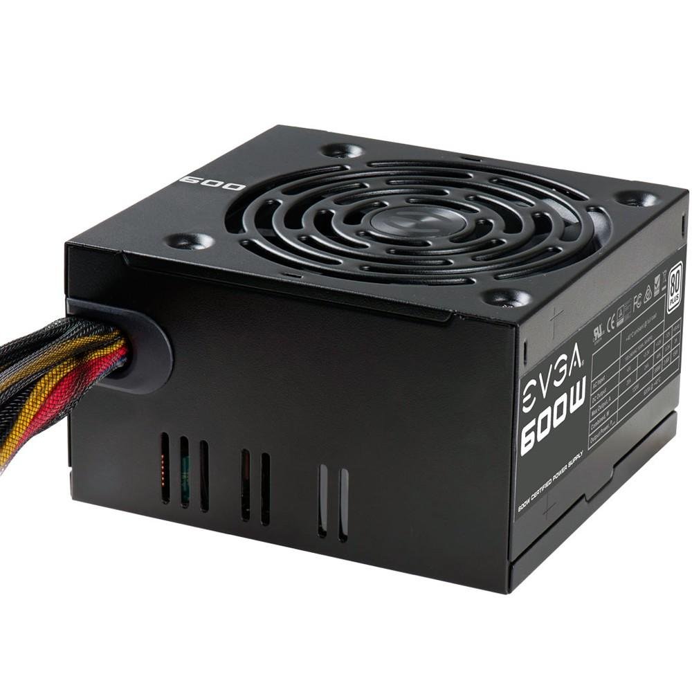 Fonte EVGA, 600W, 80 Plus White, PFC Ativo, Sem Cabo, Preto - 100-W1-0600-K