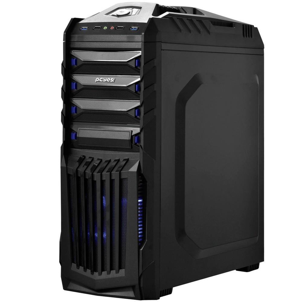 Imagem 12 de 12 do produto Gabinete Gamer PCYES mid-tower New Tiger Preto com 2 fans LED Azul Lateral em acrílico e suporte para headset – TIGERPTOAZ2FCA