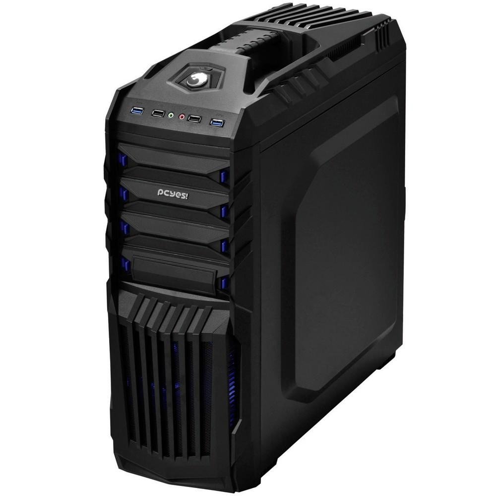 Imagem 10 de 12 do produto Gabinete Gamer PCYES mid-tower New Tiger Preto com 2 fans LED Azul Lateral em acrílico e suporte para headset – TIGERPTOAZ2FCA