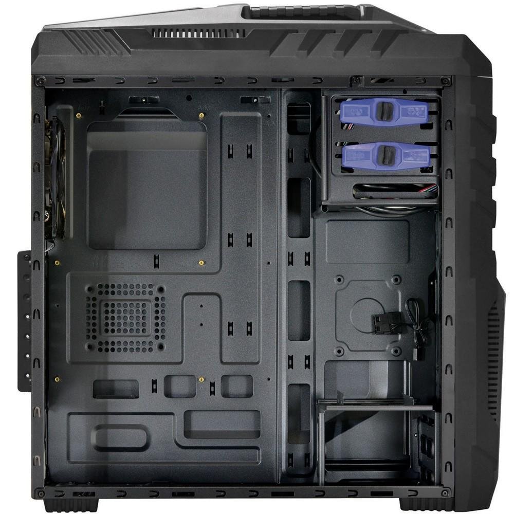 Imagem 8 de 12 do produto Gabinete Gamer PCYES mid-tower New Tiger Preto com 2 fans LED Azul Lateral em acrílico e suporte para headset – TIGERPTOAZ2FCA