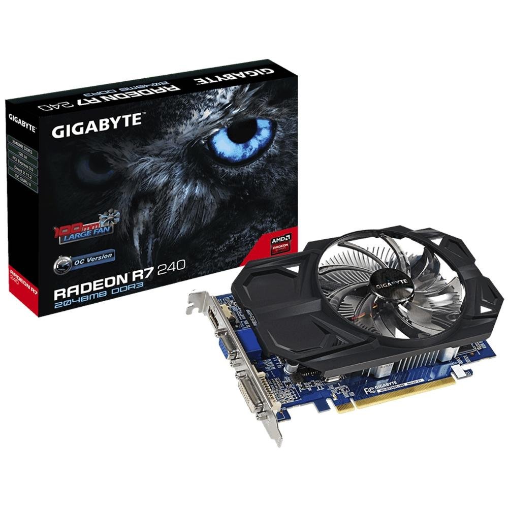 Placa de Vídeo VGA AMD GIGABYTE Radeon R7 240 OC 2G - GV-R724OC-2GI - rev2.1 Placa de Vídeo VGA AMD GIGABYTE Radeon R7 240 OC 2G - GV-R724OC-2GI - rev2.1