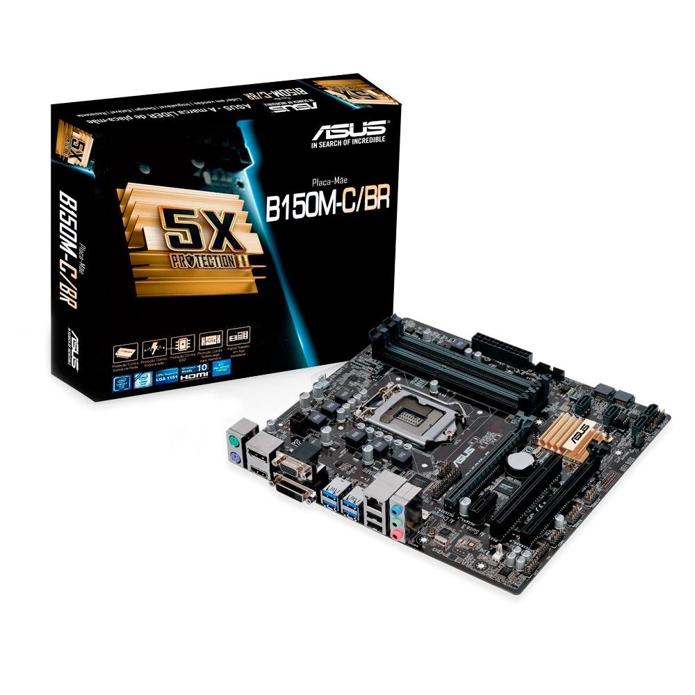 Placa-Mãe Asus B150M-C/BR, Intel LGA1151, mATX, DDR4 Placa-Mãe Asus B150M-C/BR, Intel LGA1151, mATX, DDR4