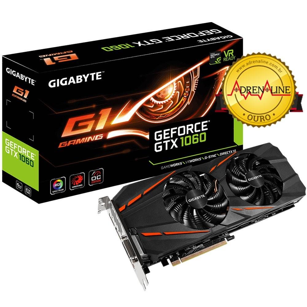 Placa de Vídeo Gigabyte NVIDIA GeForce GTX 1060 G1 Gaming 6GB, GDDR5 - GV-N1060G1 GAMING-6GD (Rev. 2.0)