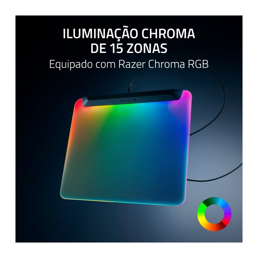 Imagem 3 de 5 do produto Mousepad Gamer Razer Firefly V2 Pro, RGB 15 Zonas Retroiluminado, Superfície Rígida Microtexturizada, Porta USB Passthrough, Preto - RZ02-04920100