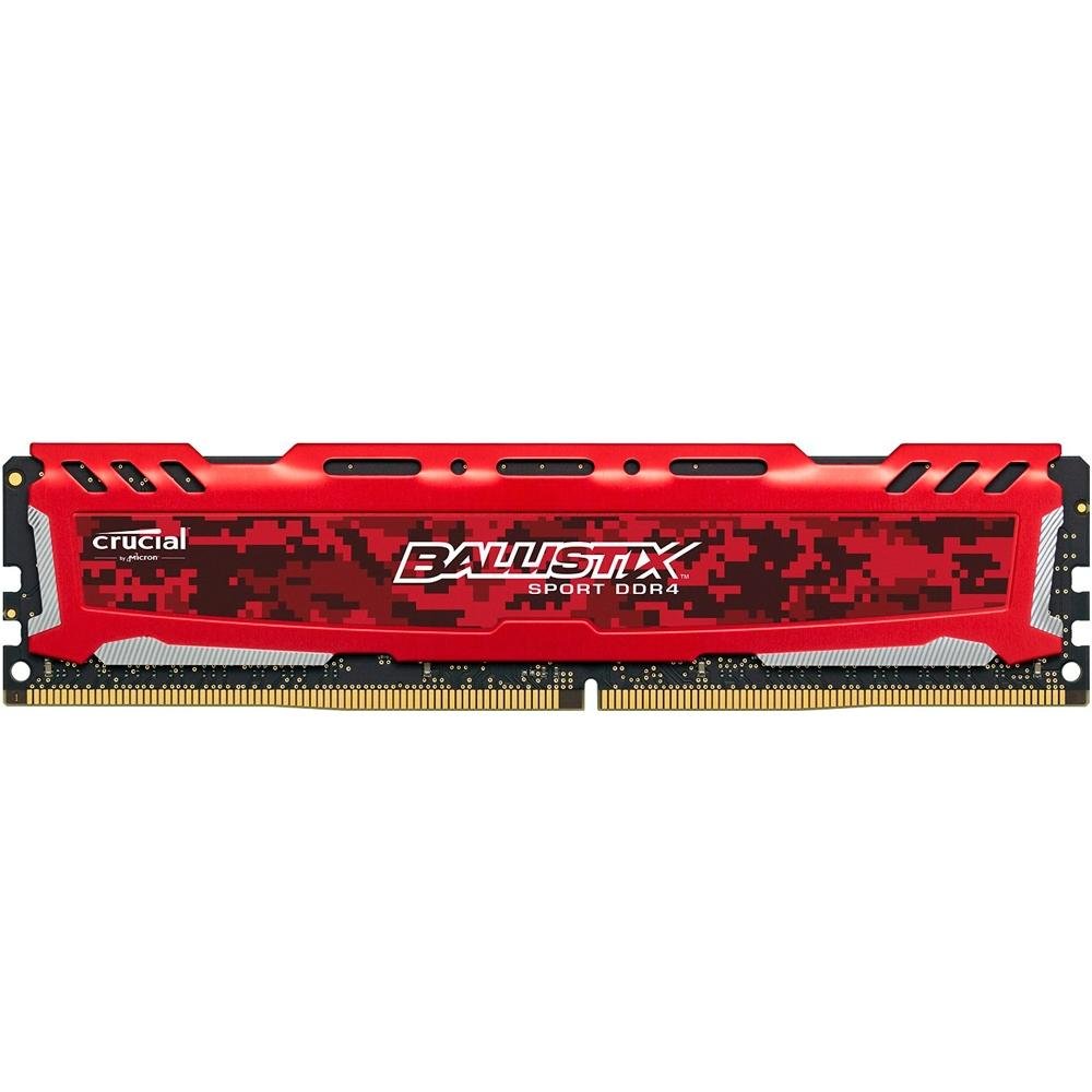 Memória Crucial Ballistix Sport LT, 8GB, 2400MHz, DDR4, CL16, Vermelho - BLS8G4D240FSE Memória Crucial Ballistix Sport LT, 8GB, 2400MHz, DDR4, CL16, Vermelho - BLS8G4D240FSE