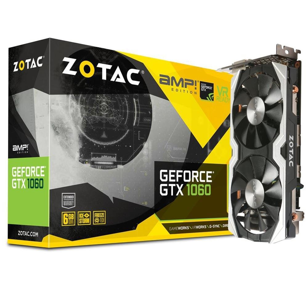 Placa de Vídeo Zotac NVIDIA GeForce GTX 1060 AMP! 6GB, GDDR5 - ZT-P10600B-10M Placa de Vídeo Zotac NVIDIA GeForce GTX 1060 AMP! 6GB, GDDR5 - ZT-P10600B-10M