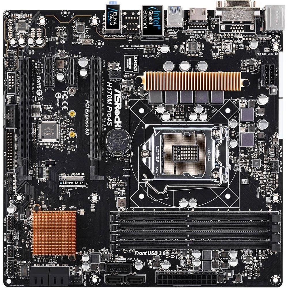 Imagem 3 de 4 do produto Placa-Mãe ASRock p/ Intel LGA 1151 mATX H170M Pro4S DDR4