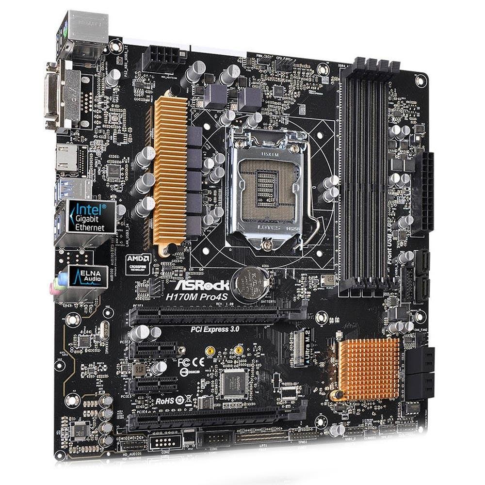Imagem 4 de 4 do produto Placa-Mãe ASRock p/ Intel LGA 1151 mATX H170M Pro4S DDR4