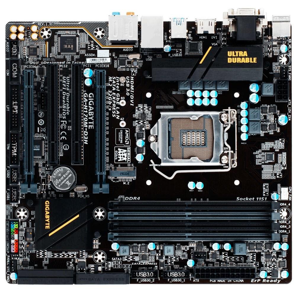 Placa-Mãe Gigabyte GA-H170M-D3H, Intel LGA 1151, mATX, DDR4