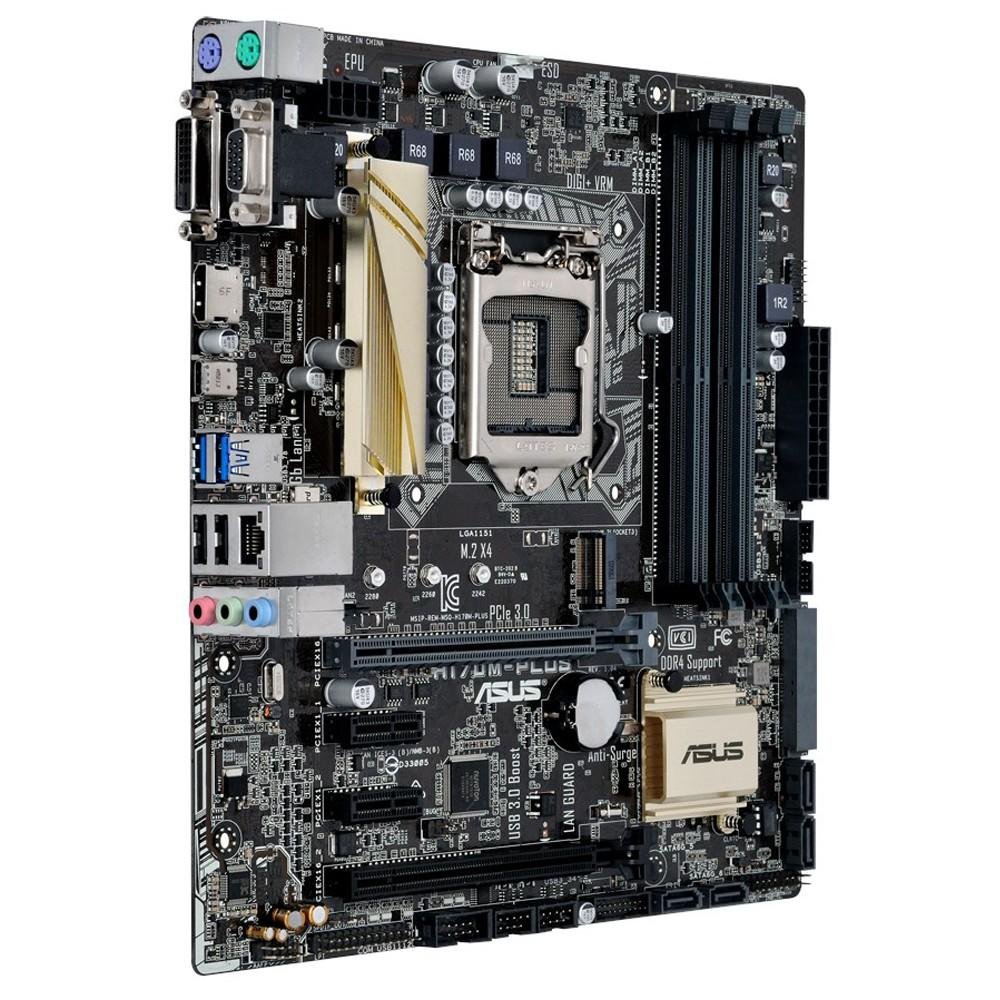 Imagem 3 de 4 do produto Placa-Mãe ASUS p/ Intel LGA 1151 6/7 geração mATX H170M-PLUS/BR, 4 X DDR4, 5X + Proteção II,Áudio Gaming,Sata Express,M.2,VGA/DVI/HDMI