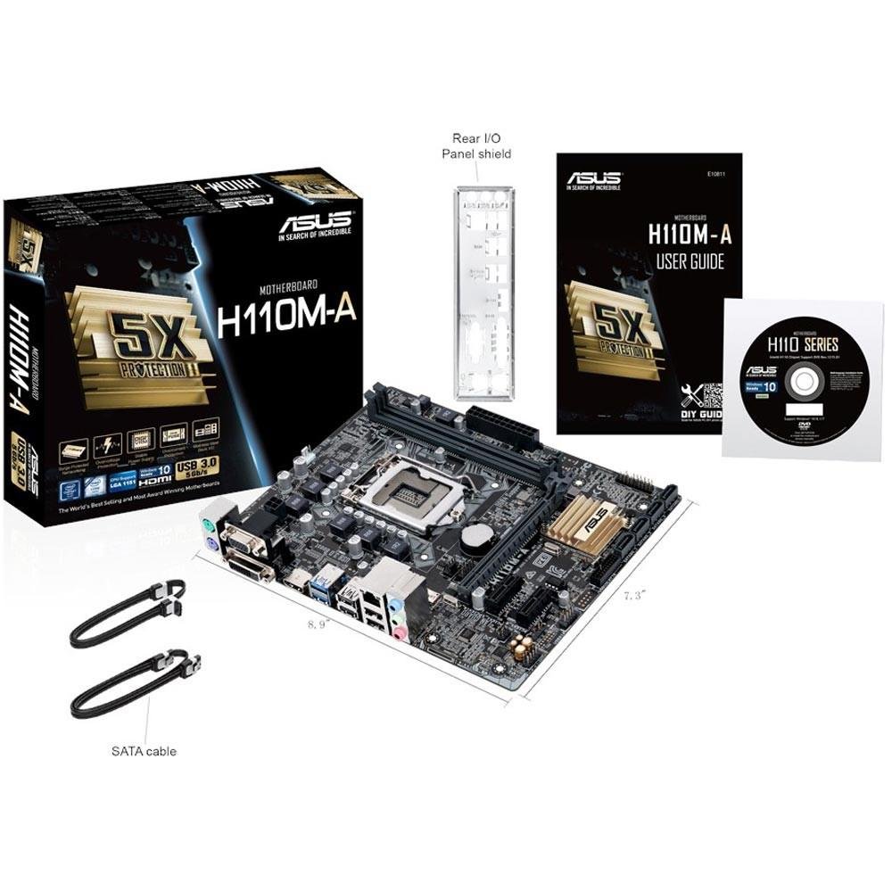 Placa-Mãe ASUS p/ Intel LGA 1151 6/7 geração mATX H110M-A, 2 slots DDR4, USB 3.0, Áudio Gaming, USB 3.0 Frontal, Digi+ VRM, VGA/DVI/HDMI