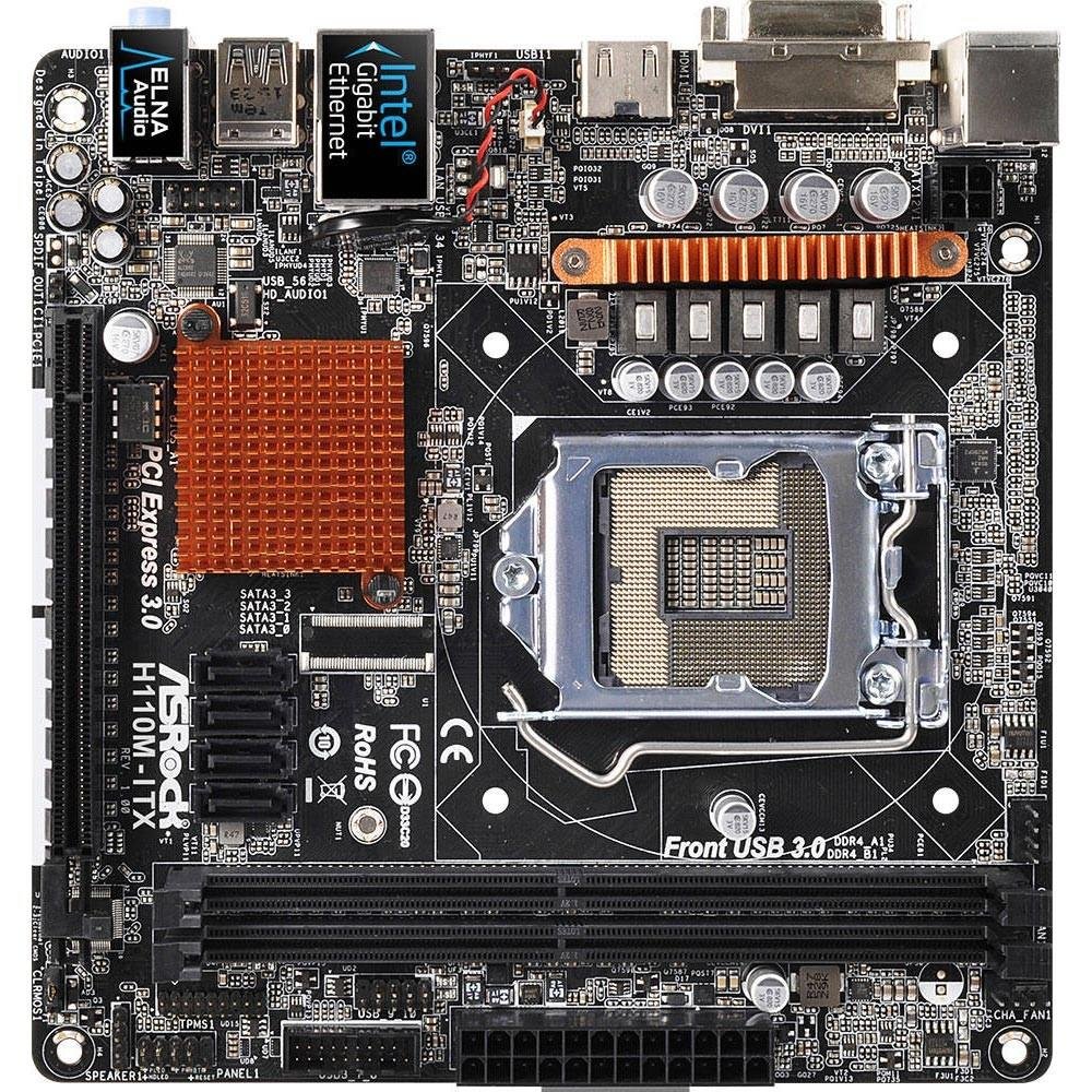 Placa-Mãe ASRock p/ Intel LGA 1151 Mini-ITX H110M-ITX DDR4
