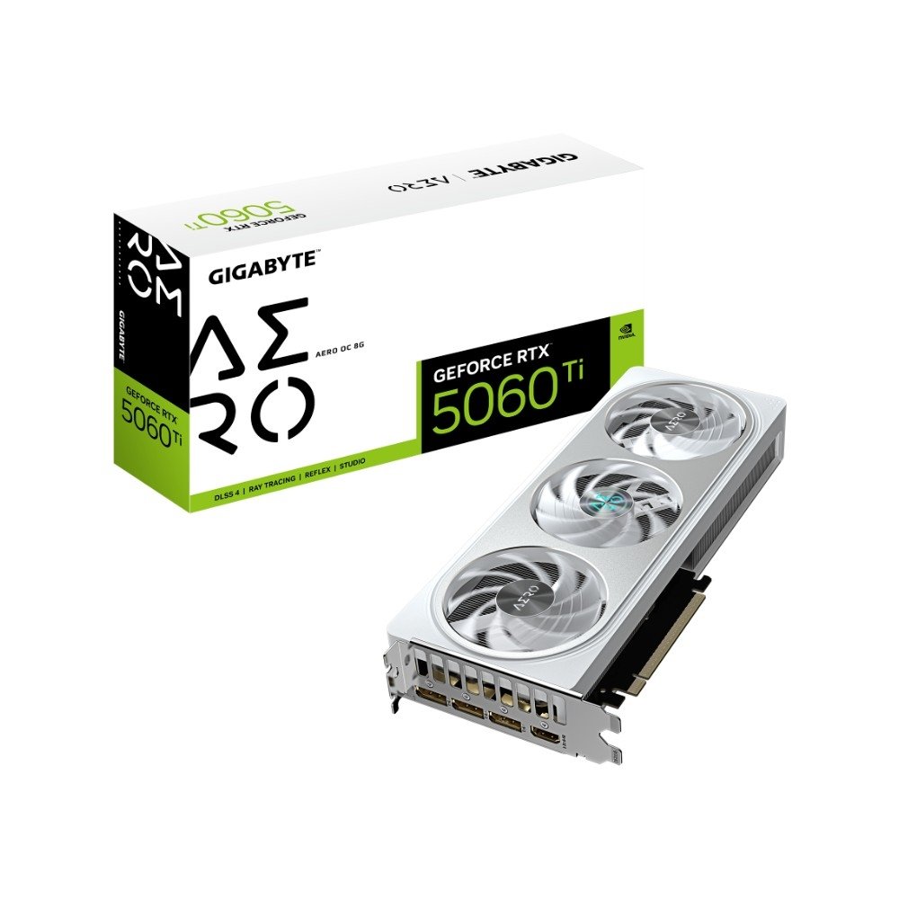 Placa de Vídeo RTX 5060 Ti AERO OC 8G Gigabyte NVIDIA GeForce, 8GB GDDR7, 128bits, DLSS, Ray Tracing - GV-N506TAERO OC-8GD