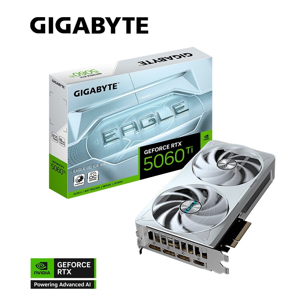 Placa de Vídeo RTX 5060 Ti EAGLEOC ICE 8G Gigabyte NVIDIA GeForce, 8GB GDDR7, 128bits, DLSS, Ray Tracing - GV-N506TEAGLEOC ICE-8GD Placa de Vídeo RTX 5060 Ti EAGLEOC ICE 8G Gigabyte NVIDIA GeForce, 8GB GDDR7, 128bits, DLSS, Ray Tracing - GV-N506TEAGLEOC ICE-8GD