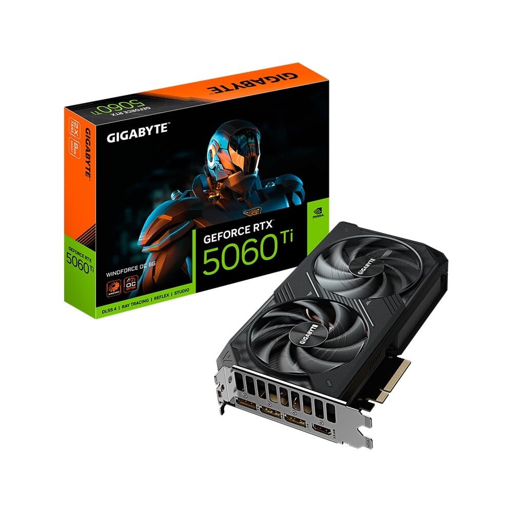 Placa de Vídeo RTX 5060 Ti WINDFORCE OC 8G Gigabyte NVIDIA GeForce, 8GB GDDR7, 128bits, DLSS, Ray Tracing - GV-N506TWF2OC-8GD Placa de Vídeo RTX 5060 Ti WINDFORCE OC 8G Gigabyte NVIDIA GeForce, 8GB GDDR7, 128bits, DLSS, Ray Tracing - GV-N506TWF2OC-8GD