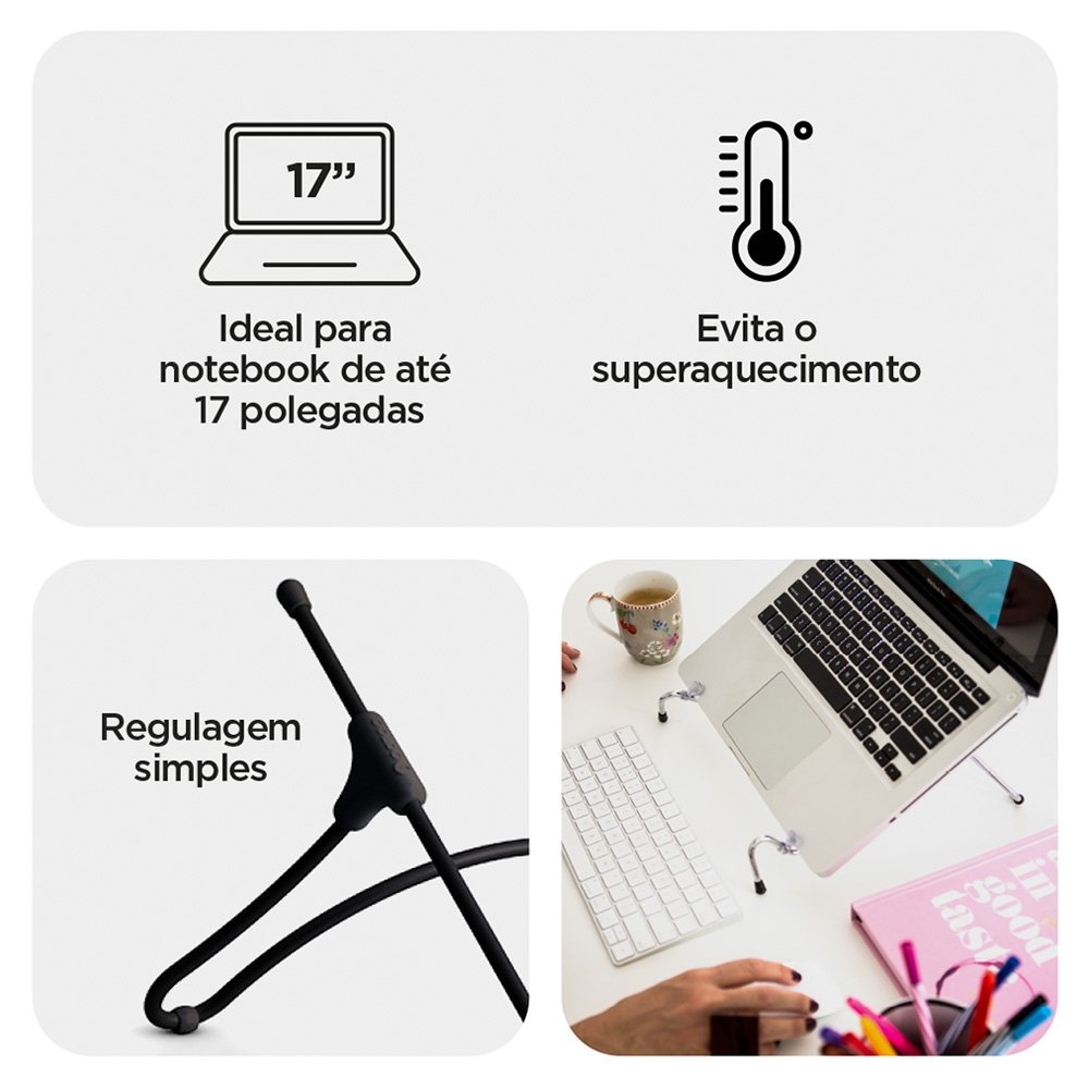 Suporte Octoo UpTable p/ Notebook  Preto Fosco - view 5