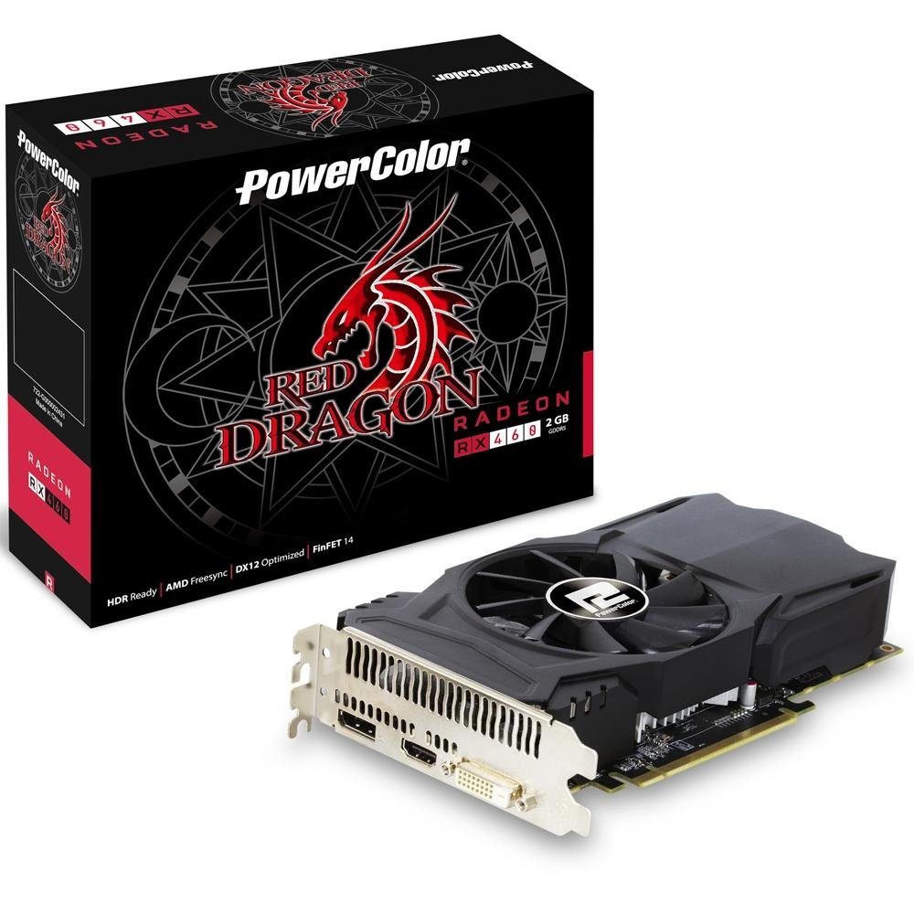 Placa de Vídeo VGA AMD PowerColor RADEON RX 460 Red Dragon 2GB DDR5 128Bits AXRX 460 2GBD5-DH/OC Placa de Vídeo VGA AMD PowerColor RADEON RX 460 Red Dragon 2GB DDR5 128Bits AXRX 460 2GBD5-DH/OC