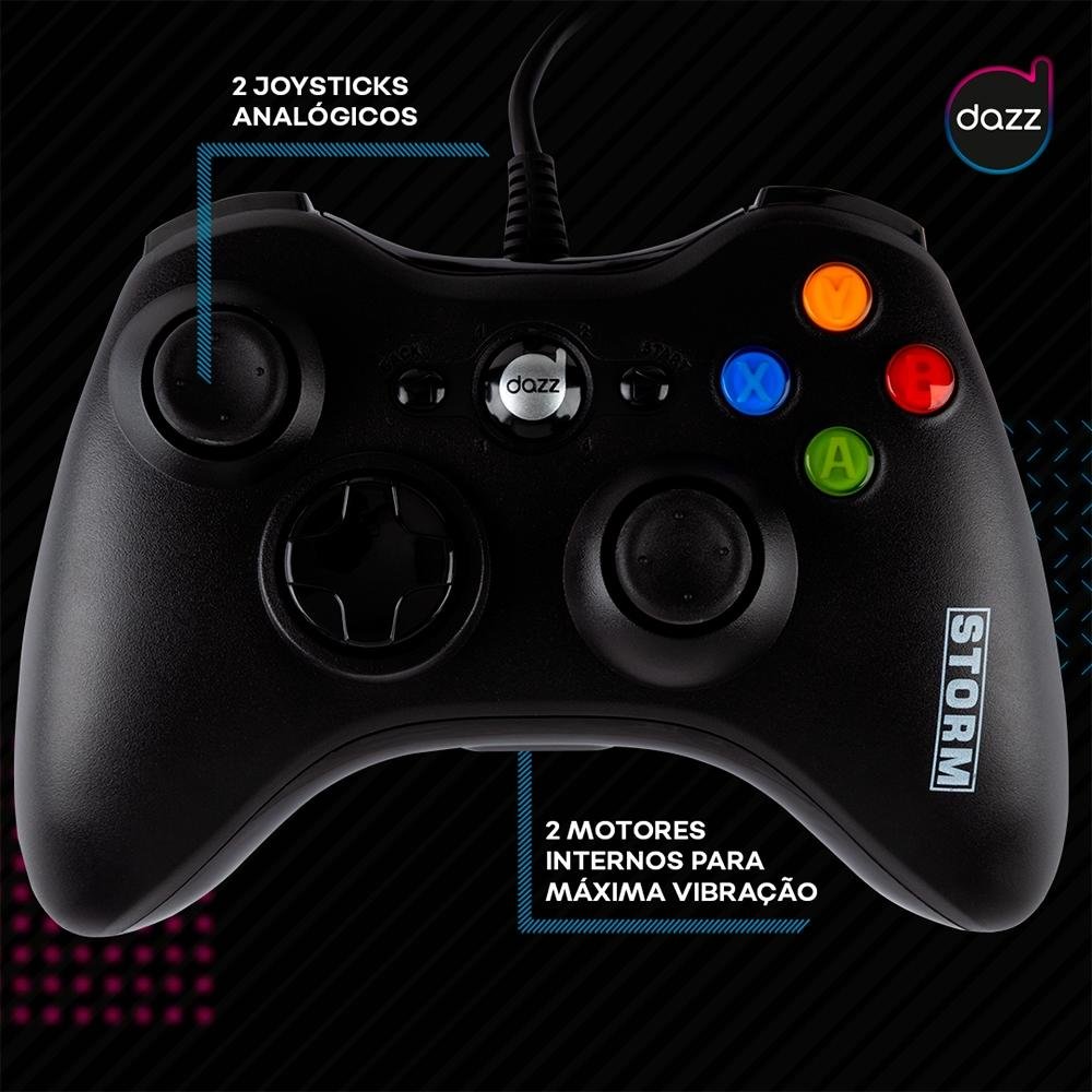 Controle Dazz Storm Dualshock Xbox 360/PC 624518 Controle Dazz Storm Dualshock Xbox 360/PC 624518