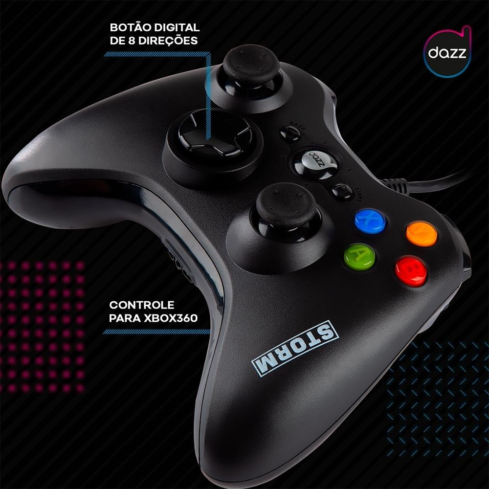 Controle Dazz Storm Dualshock Xbox 360/PC 624518 Controle Dazz Storm Dualshock Xbox 360/PC 624518