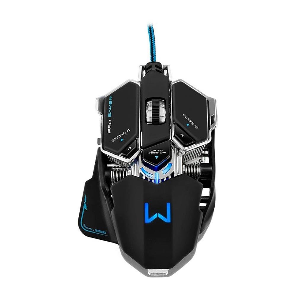 Mouse Gamer Multilaser Warrior Mecânico 4000DPI 7 Botões Preto com LED - MO246 Mouse Gamer Multilaser Warrior Mecânico 4000DPI 7 Botões Preto com LED - MO246