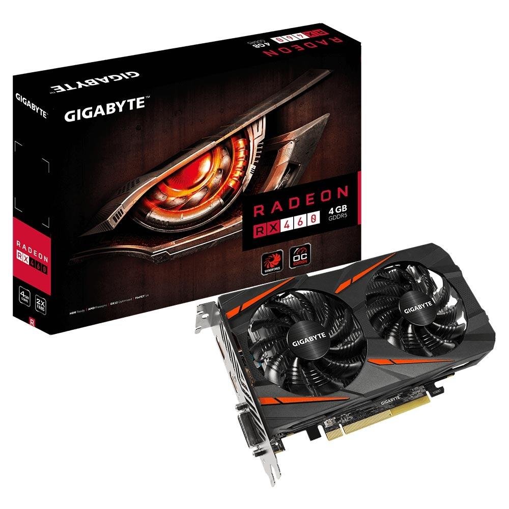 Placa de Vídeo Gigabyte AMD Radeon RX 460 WindForce OC 4G, GDDR5 - GV-RX460WF2OC-4GD Placa de Vídeo Gigabyte AMD Radeon RX 460 WindForce OC 4G, GDDR5 - GV-RX460WF2OC-4GD