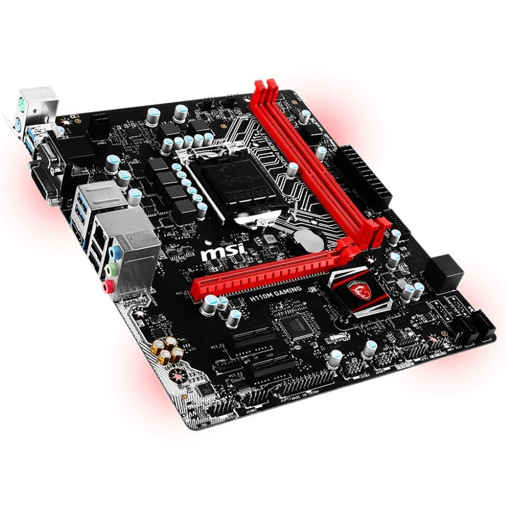 Placa-Mãe MSI H110M Gaming, Intel LGA 1151, mATX, DDR4, Preto e Vermelho - H110M GAMING Placa-Mãe MSI H110M Gaming, Intel LGA 1151, mATX, DDR4, Preto e Vermelho - H110M GAMING