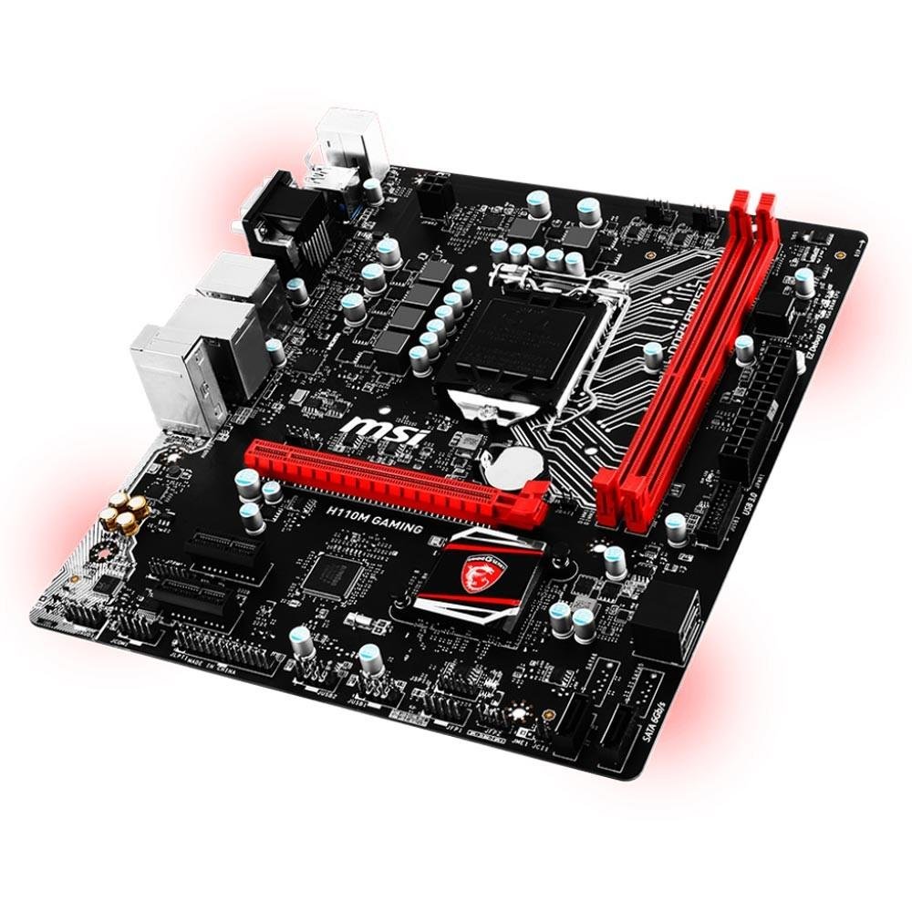 Placa-Mãe MSI H110M Gaming, Intel LGA 1151, mATX, DDR4, Preto e Vermelho - H110M GAMING Placa-Mãe MSI H110M Gaming, Intel LGA 1151, mATX, DDR4, Preto e Vermelho - H110M GAMING