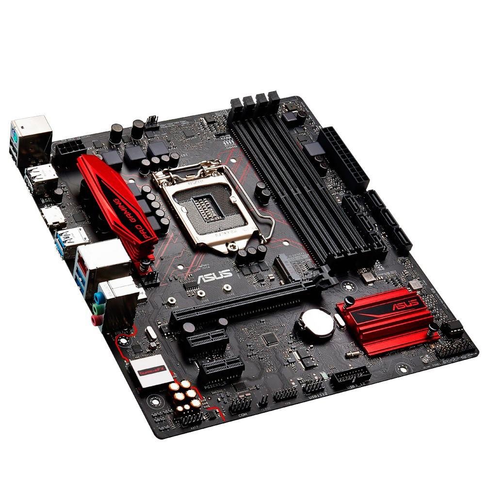 Placa-Mãe ASUS p/ Intel LGA 1151 mATX B150M PRO GAMING,4x DDR4,NVMe,M.2,Áudio Supreme FX,Fan Expert,HDMI,Gamers Guardian Placa-Mãe ASUS p/ Intel LGA 1151 mATX B150M PRO GAMING,4x DDR4,NVMe,M.2,Áudio Supreme FX,Fan Expert,HDMI,Gamers Guardian