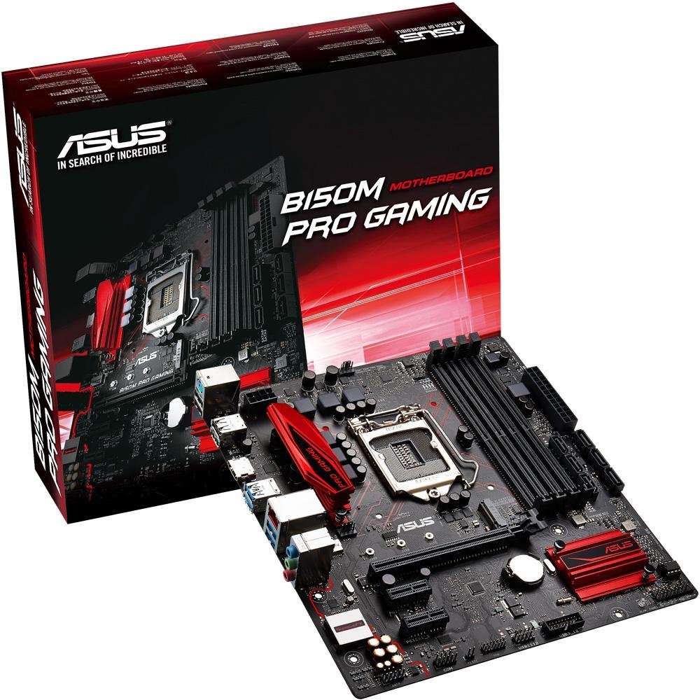 Placa-Mãe ASUS p/ Intel LGA 1151 mATX B150M PRO GAMING,4x DDR4,NVMe,M.2,Áudio Supreme FX,Fan Expert,HDMI,Gamers Guardian Placa-Mãe ASUS p/ Intel LGA 1151 mATX B150M PRO GAMING,4x DDR4,NVMe,M.2,Áudio Supreme FX,Fan Expert,HDMI,Gamers Guardian