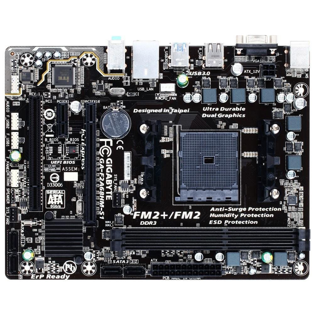 Placa-Mãe Gigabyte GA-F2A68HM-S1, AMD FM2+, mATX, DDR3